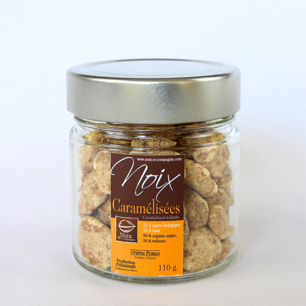 Noix caramélisée : pot de 110g.