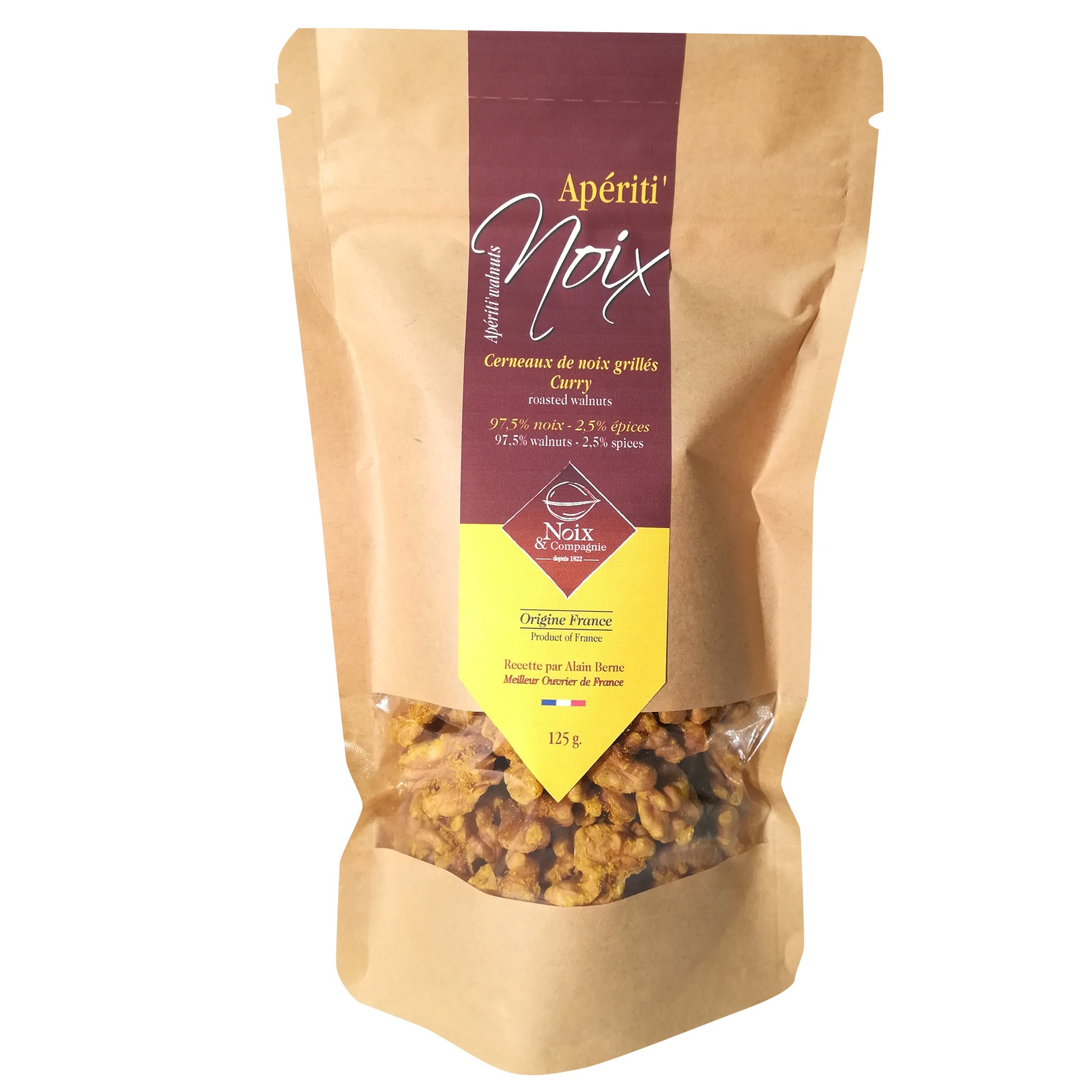 Cerneaux de noix grillées au curry papier kraft
