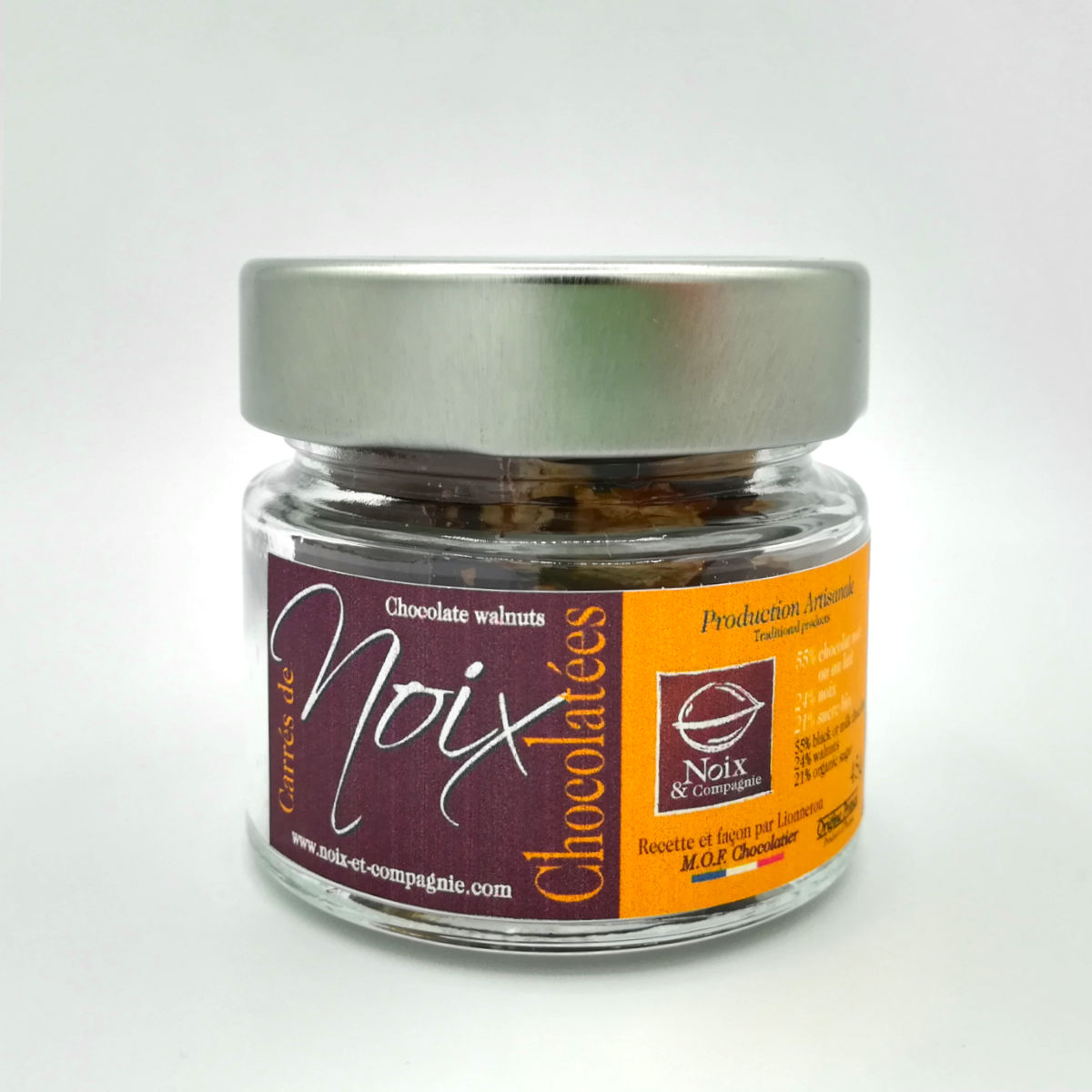Carrés de Chocolats aux Noix Caramélisées, pot 45g Carrés de Chocolats aux Noix Caramélisées, pot 45g