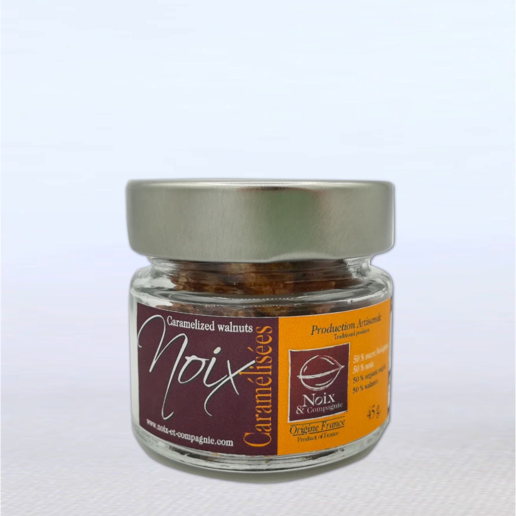 Noix caramélisées, pot de 45g Noix caramélisées, pot de 45g
