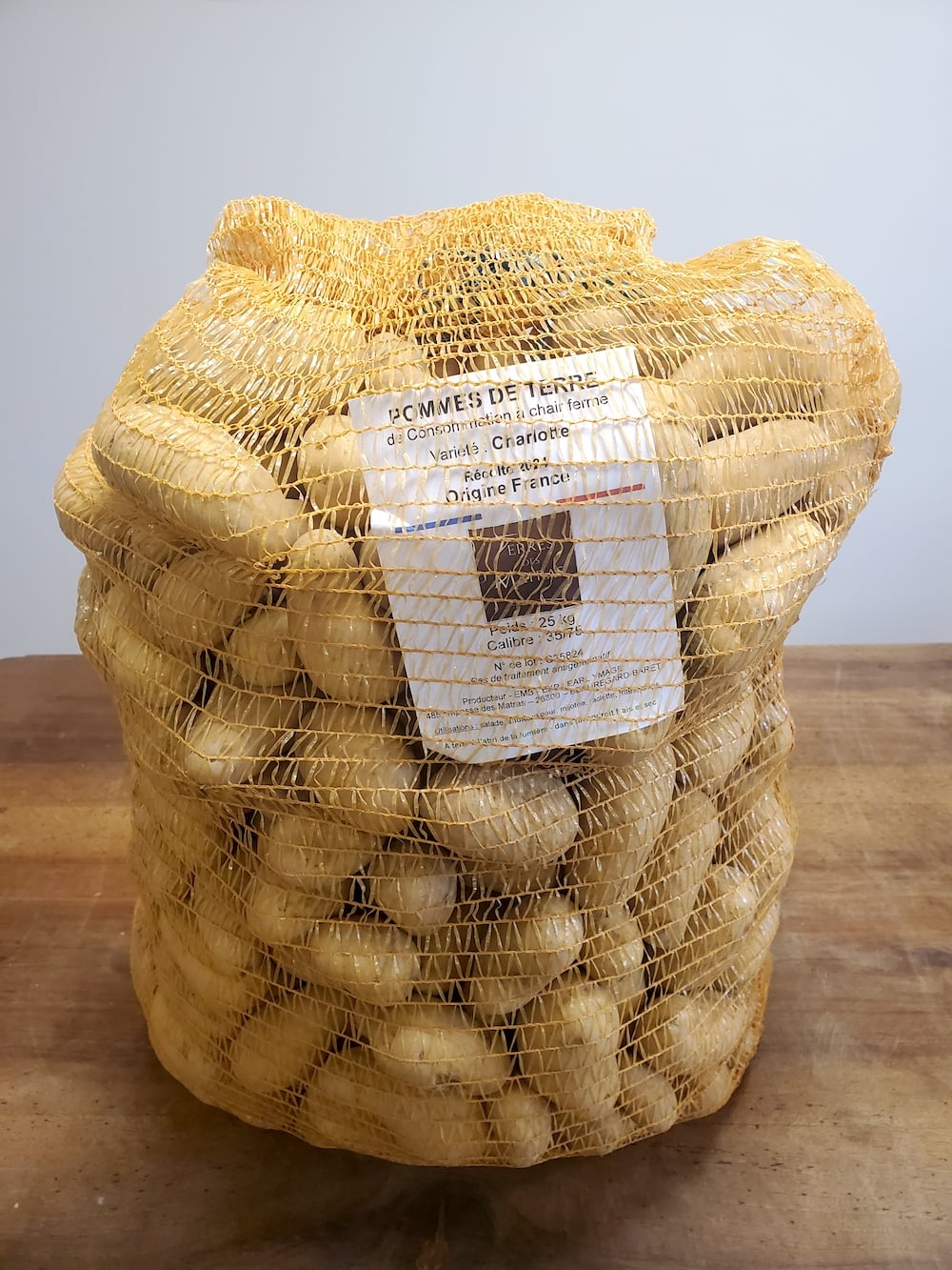 Filet de pommes de terre Charlotte de 25 kg